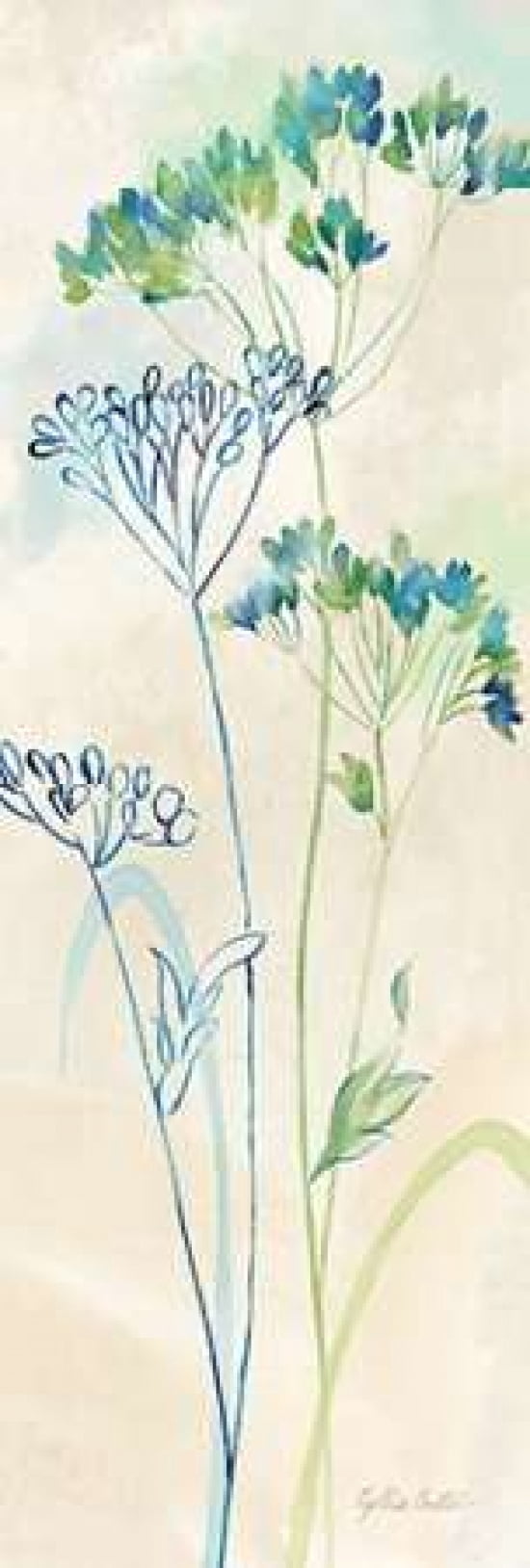 Indigo Wildflowers Panel II Canvas Art - Cynthia Coulter (12 x 36)