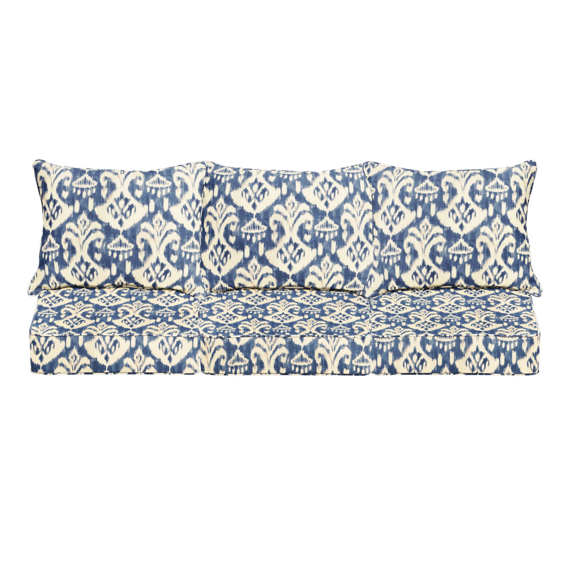 Indigo and Cream Indoor/Outdoor Deep Seating Sofa Set, Corded