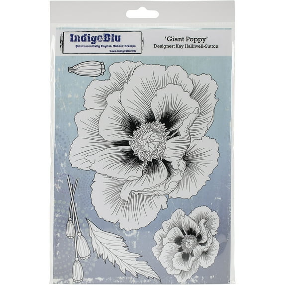 IndigoBlu Cling Mounted Stamp 8"X5.5"-Giant Poppy