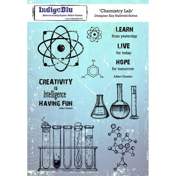 IndigoBlu Cling Mounted Stamp, 8" x 5.5", Chemistry Lab