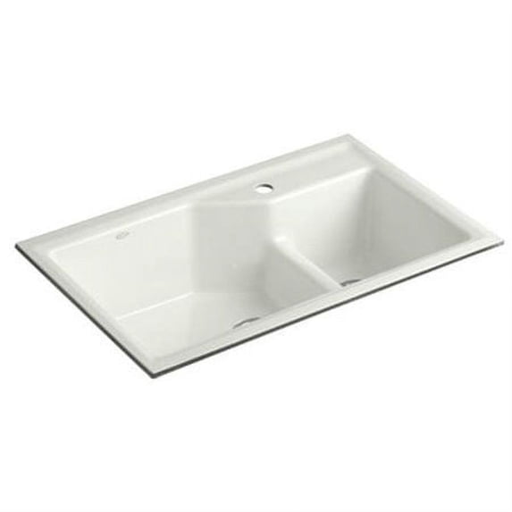 Indio 33" X 21-1/8" X 9-3/4" Under-Mount Smart Divide Large/Small Double-Bowl Kitchen Sink with Single Faucet Hole - Finish: Dune