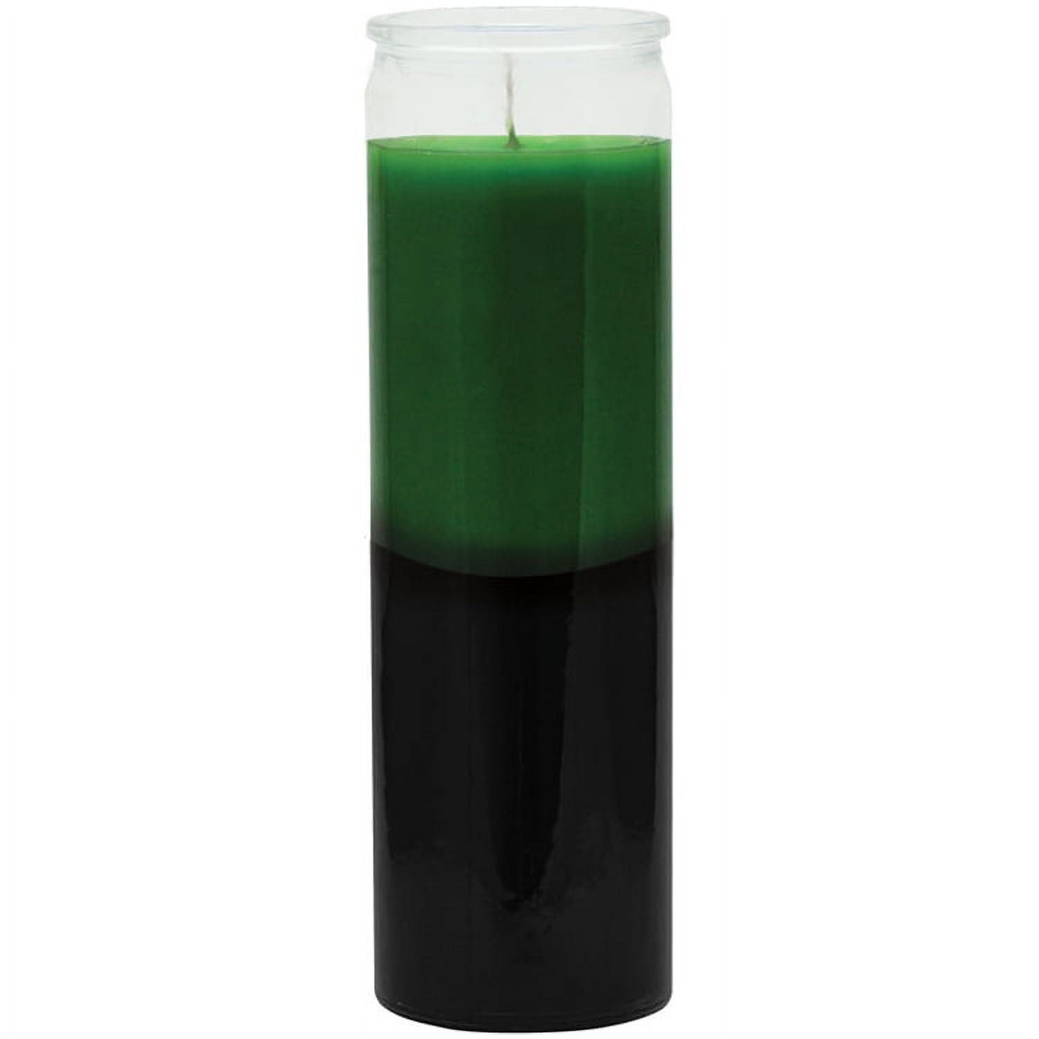 Indio 7 Day Glass Plain Color Glass Candles 8" Tall Green/Black