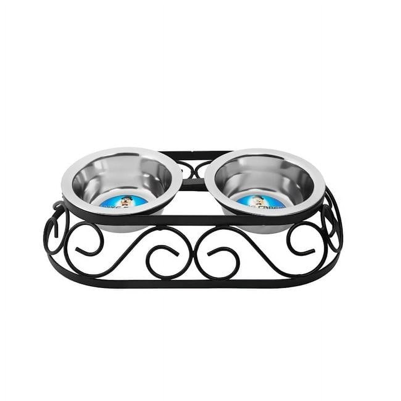 Small Black Stainless Steel Elevated Pet Feeder with Double Bowls