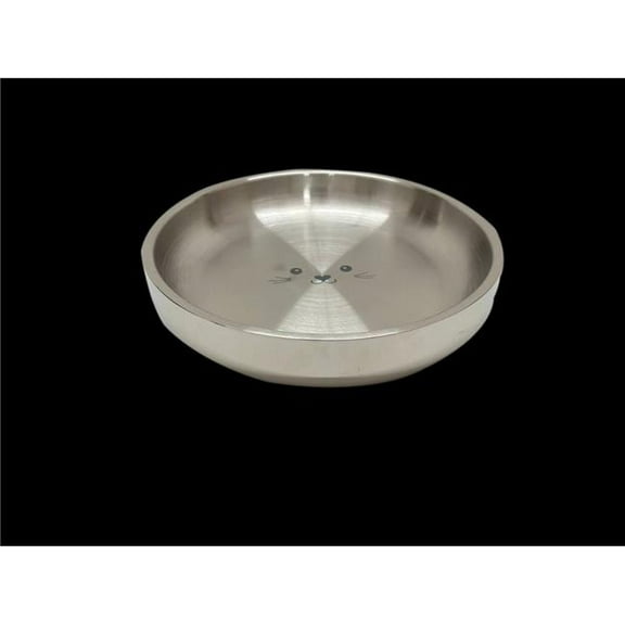 INDIPETS Double Wall Insulated Cat Plate: Non-Skid Pet Water and Food Bowl | Stainless Steel (PN: 800587)