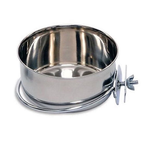 INDIPETS Coop Cup With Clamp/Bolt Holder: Pet Water and Food Bowl | 96 oz, Stainless Steel (PN: 800126)