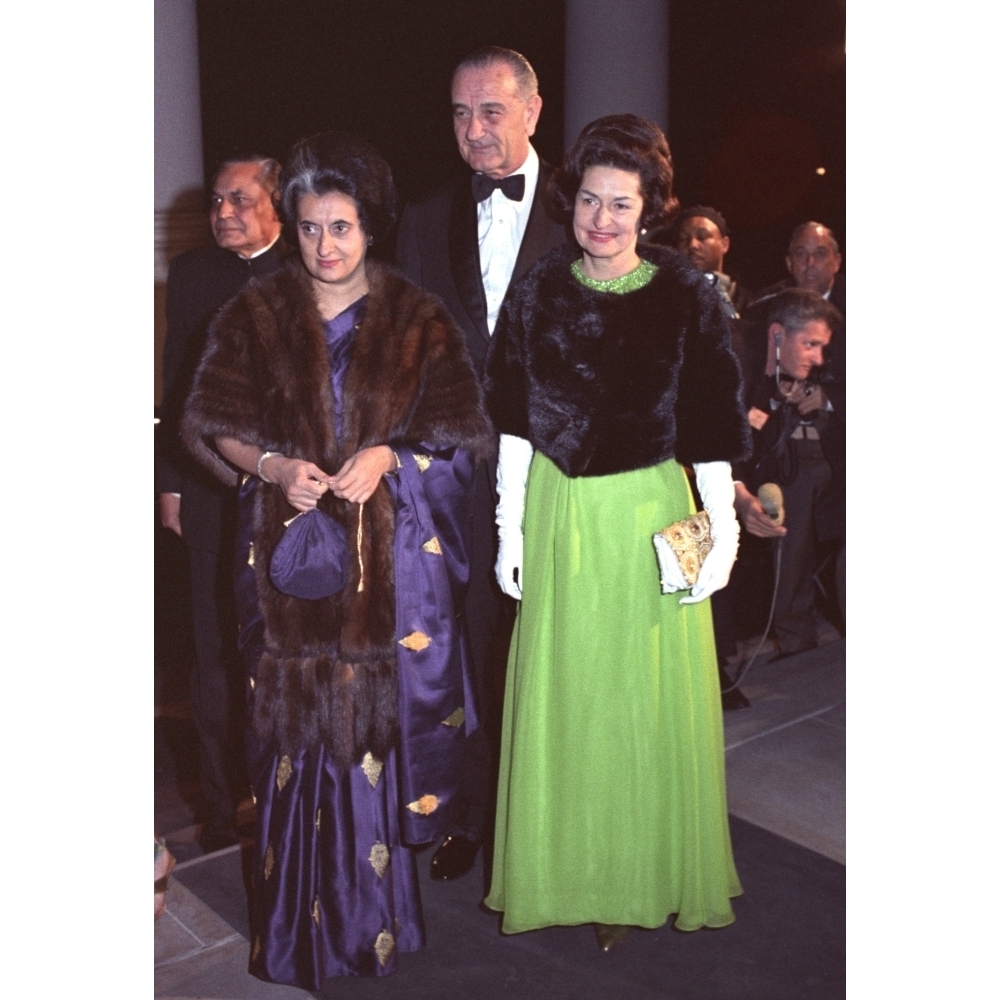 Indira Gandhi With President And Lady Bird Johnson Before A State Dinner Honoring The Indian Prime Minister. March 28