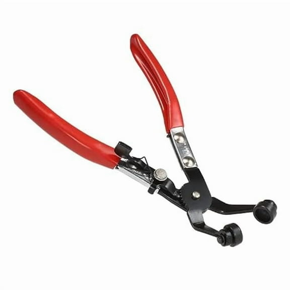 Inditrust 1pc Band Hose Clamp Plier, Flexible Ring Type Hose Clamp Pliers Installation and Removal Tool Swivel Jaw Locking (Red & Black) (45 Angled FLAT JAW)