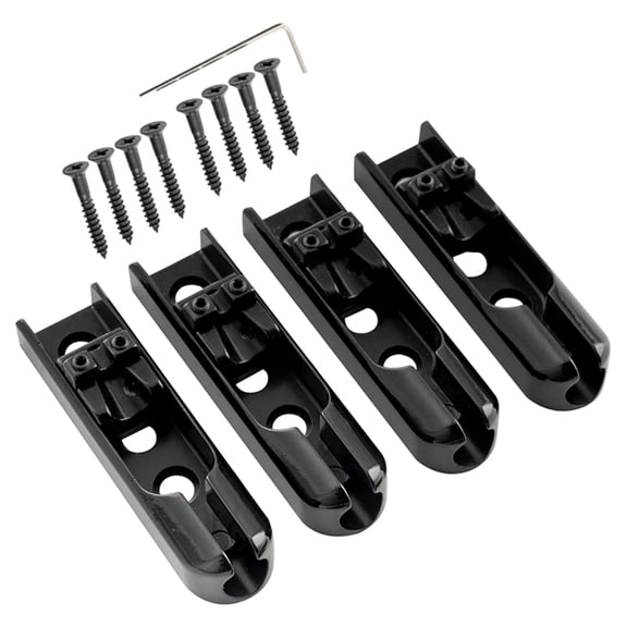 JOWNEEL Individual Bass Bridge Single String Lock-Down Bass Bridge for 4-String Electric Bass, Black (Set of 4)