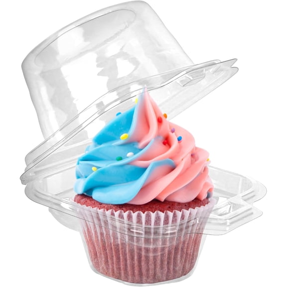 Individual Clear Plastic Cupcake Containers, 100 Pcs Disposable Single Cupcake Holders with Dome Lid, Stackable Muffin Carrier Boxes for Wedding Baby Shower Party