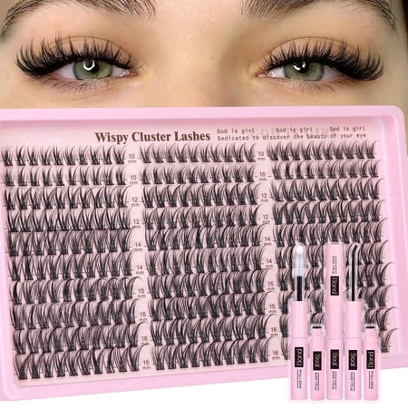 Individual Cluster Lash Kit – 315 Pc Mixed 10–18mm Wispy Lash Clusters with Waterproof Adhesive & Tweezers, Reusable Lightweight False Eyelashes for Natural Volume & Makeup