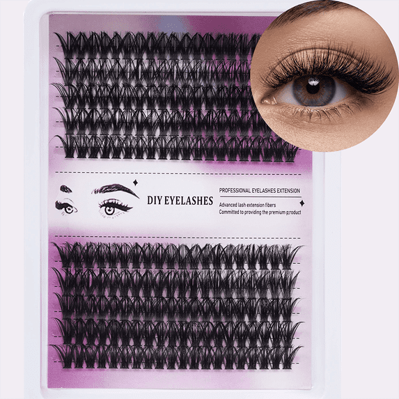 Individual Cluster Lashes DIY Eyelash Extensions, Soft Wispy Look, Natural Volume Finish, Comfortable Lightweight Lash Clusters for Home Use Lightweight Synthetic Fibers, Easy to Apply Lash Cluster