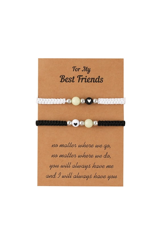 Individual Creative Luminous Natural Stone Love Woven Friendship Couple Card Bracelet Set jewelry making kit for bracelets, 2PCS