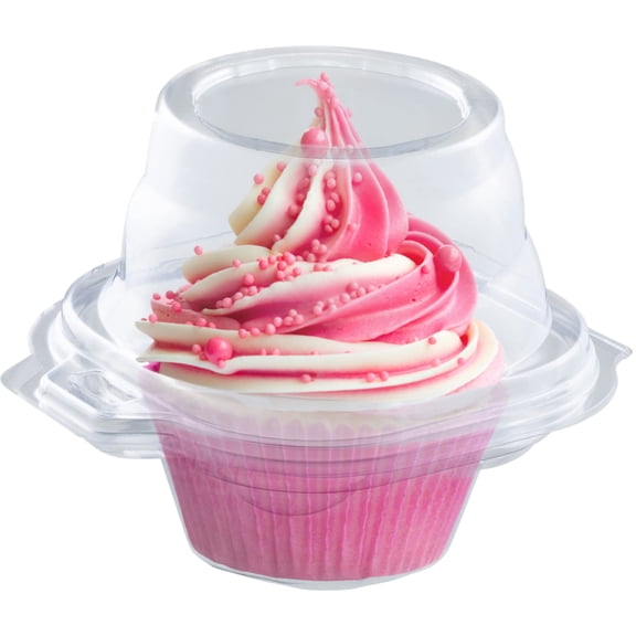 Individual Cupcake Containers (50 Pack) | Clear Plastic Disposable Boxes/holders Single Holder With Dome Lid Bulk Muffin Container Carrier Boxes To Go
