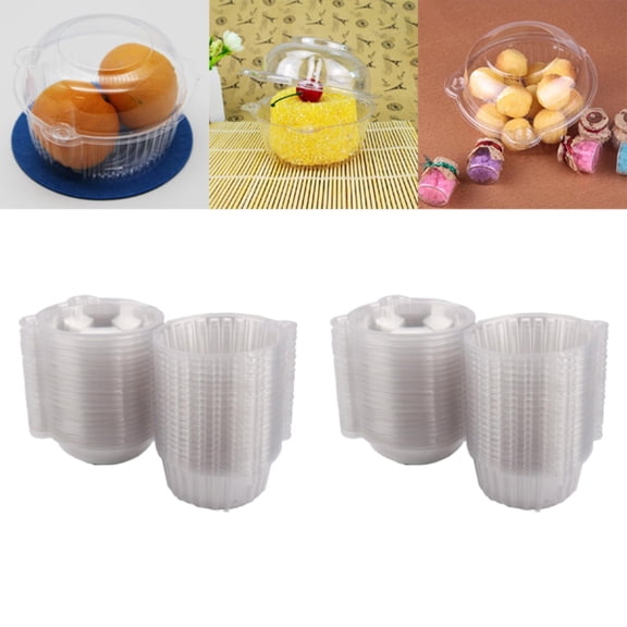 Individual Cupcake Containers Stackable Cupcake Boxes Individual Cupcake Holders Single Cupcake Boxes With Connected Airtight Deep Dome Lid, 100 Pack Cupcake Containers