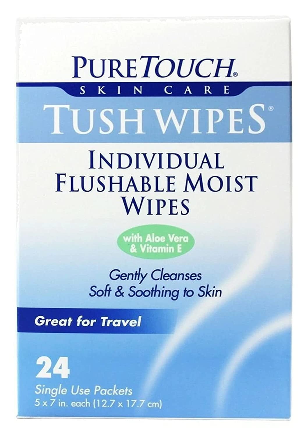 Individual Flushable Moist Wipes 6 boxes of 24 (144 Single-Use-Packets)
