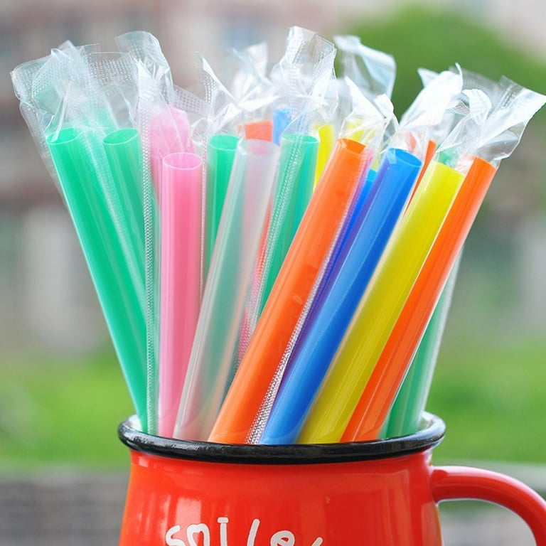 Assorted Striped Paper Smoothie Straws - 40 Pcs