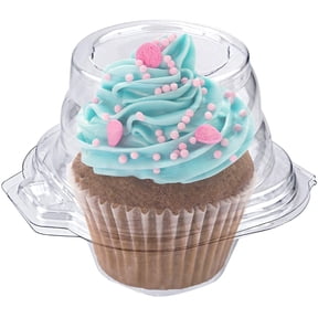 Individual Plastic Cupcake Containers (50 Count) Single Stackable with Airtight Lid - by Stock Your Home