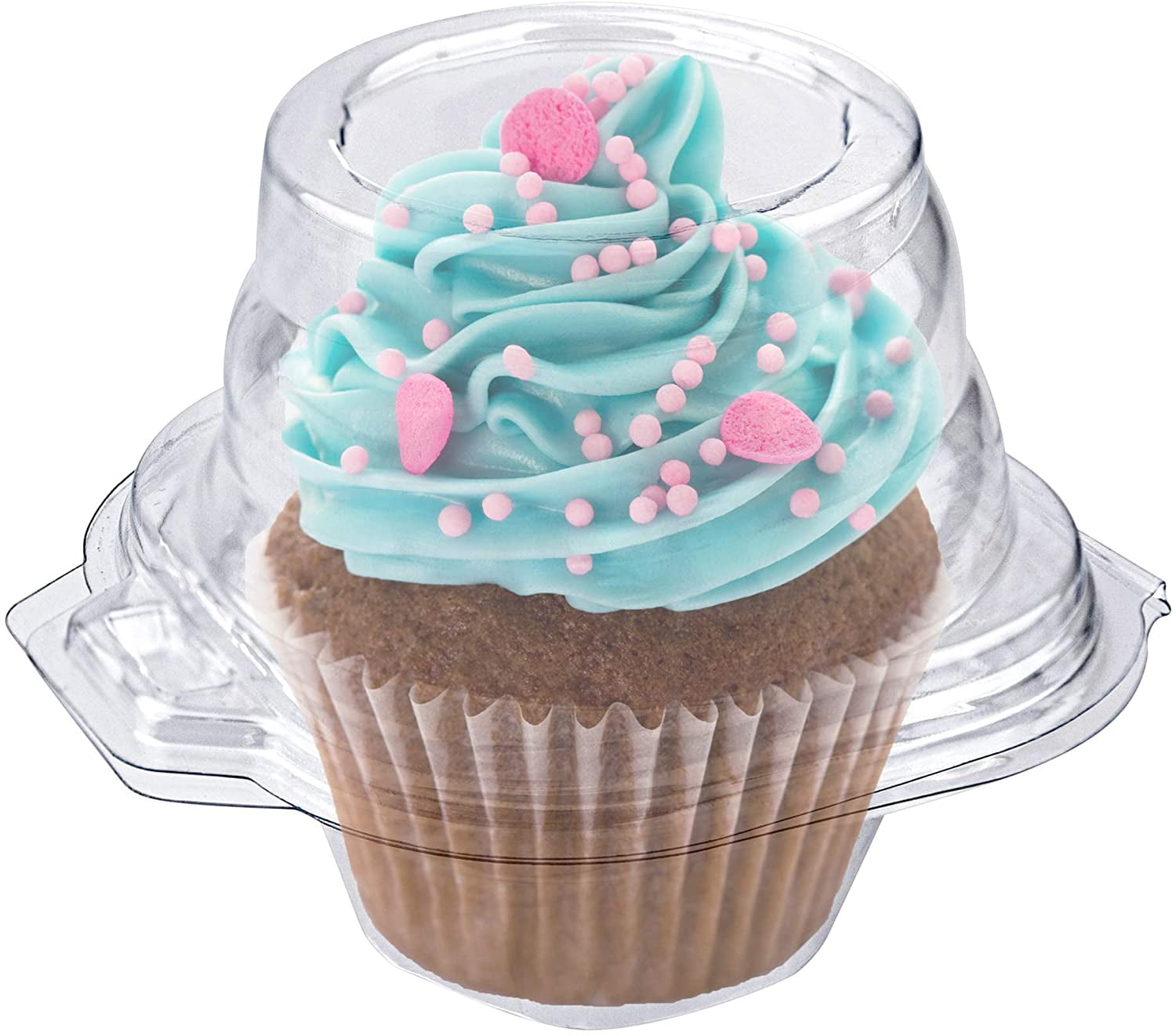 Individual Plastic Cupcake Containers (50 Count) Single Stackable with Airtight Lid - by Stock Your Home