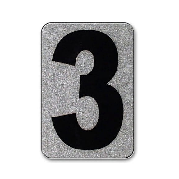 Individual Reflective Aluminum Numbers/Letters, Sticks to Concrete, Wood, Metal, Tile, Brick, Glass, Paint, Stucco, Plastic, Rock, Perfect for Every Home, (4 Inches, Number 3 )
