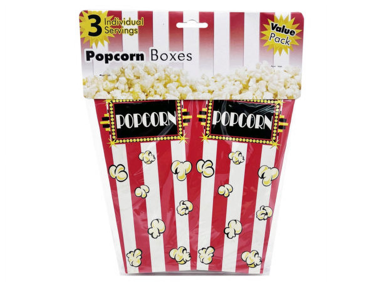 Individual Serving Popcorn Boxes 3 Piece Case of 12