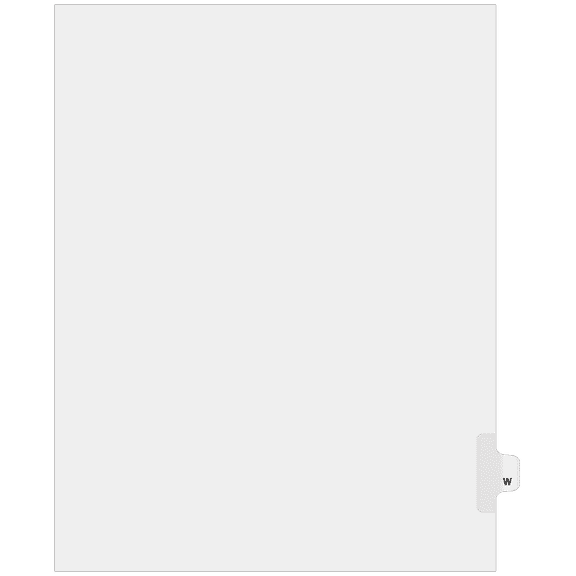 Individual Side Tabs Single Letters - Side Tab W (Pack of 25)