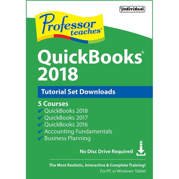 Quickbooks 18 Individual Software Inc. PDB-Q18 PT QuickBooks 2018 Tutorial Set ESD ...