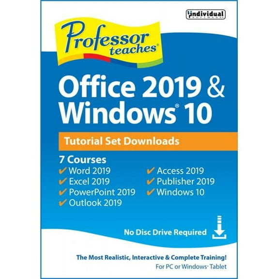 Individual Software Professor Teaches Office 2019 & Windows 10 Tutorial Set PC Software
