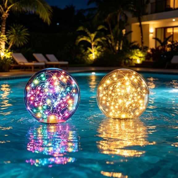 Individual Solar LED Inflatable Pool Ball Lamp, Waterproof Floating Globe Light for Backyard Pool Yard Night Party Ornament, Color Changing, B