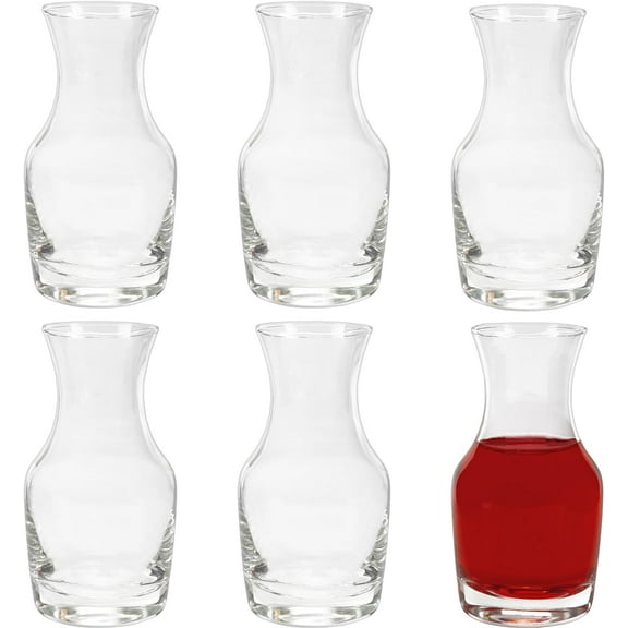Individual Wine Carafes (6-Pack); Small 6.5oz Single-Serving Personal Mini Size Decanters