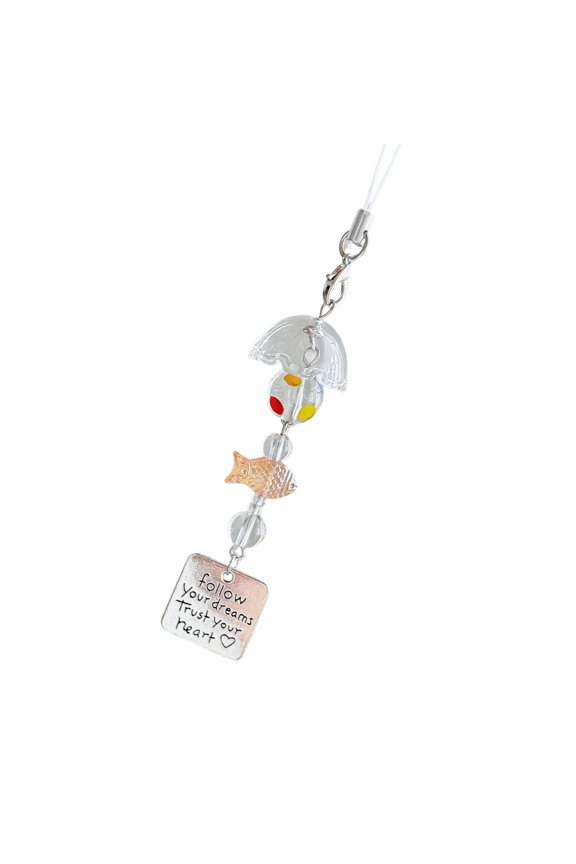 Individualized Fish Charm Phone Accessory with Wind Chimes Design Acrylic Bead Keychain for Everyday Use