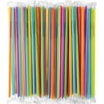 thumbnail image 1 of [Individually Wrapped 200pcs] Straws Clearance! Colorful Shaped Long Disposable Straws 200pcs, Flexible Party Disposable Plastic Drinking Straws - Assorted Colors, 1 of 6