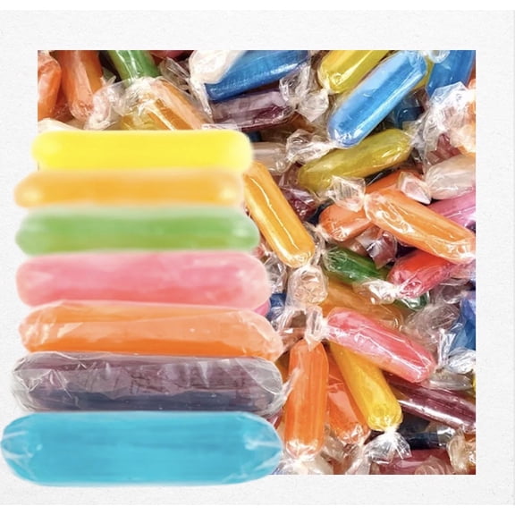 Individually Wrapped Assorted Fruit Rods, Tangerine, Strawberry, Pineapple, Peppermint, Green Apple, Wild Cherry, Sour Cherry, Lemon, and Butterscotch, 2 Pounds