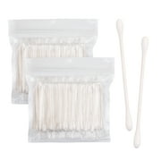 Individually Wrapped Cotton Swabs, Bulk Cotton Tip Applicator Bulk Travel Makeup Qtips Suitable for Ear, Beauty Care, Cleaning, Make-Up 200 Count (Double Round Thick Cotton Buds)
