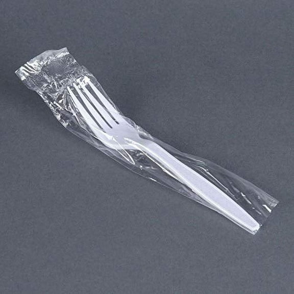 Individually Wrapped Heavy Weight Plastic Fork (1000, White Fork)