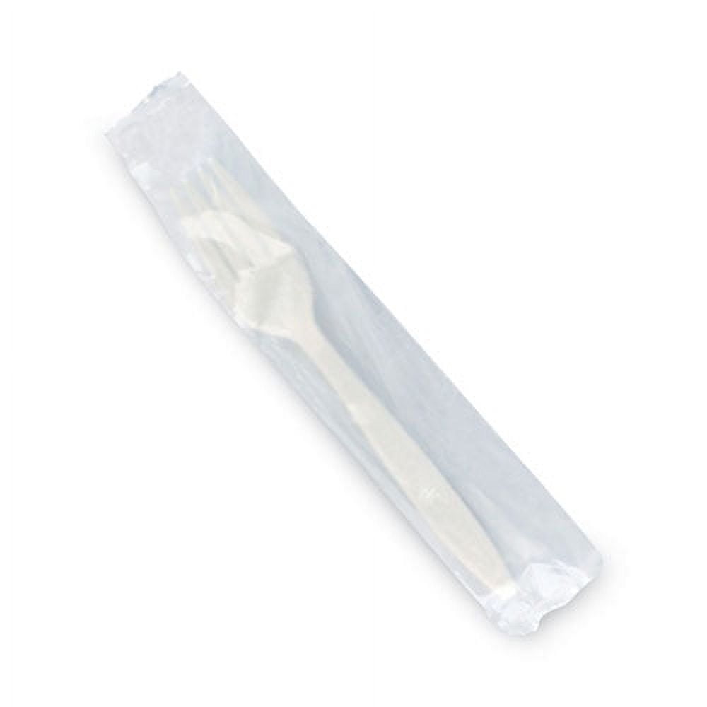 Individually Wrapped Heavyweight PLA Forks, Beige, 500/Carton Individually Wrapped Heavyweight PLA Forks, Beige, 500/Carton