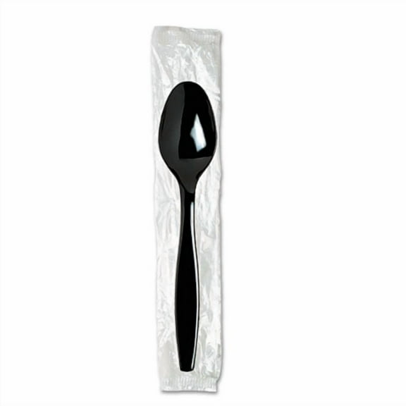 Individually Wrapped Heavyweight Spoon, Plastic, Black, 1,000/Carton | Bundle of 2