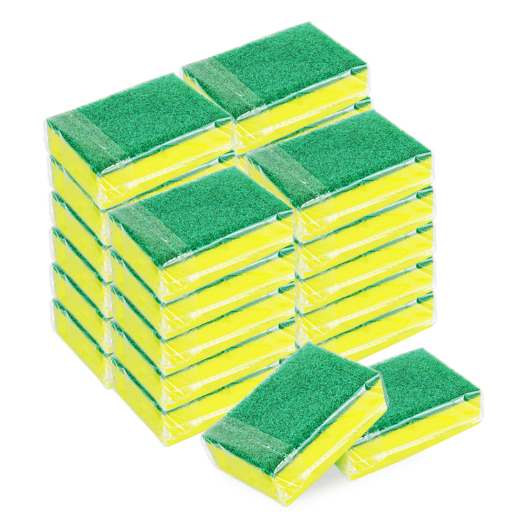 Individually Wrapped Sponges Kitchen Cleaning Sponges Bulk, Dishwashing  Sponges Scouring Pad, Odor-Free Loofah Dish Sponge Scrubber for Washing  Dishes for Kitchen Household Cleaning 24 Pack (Green) 