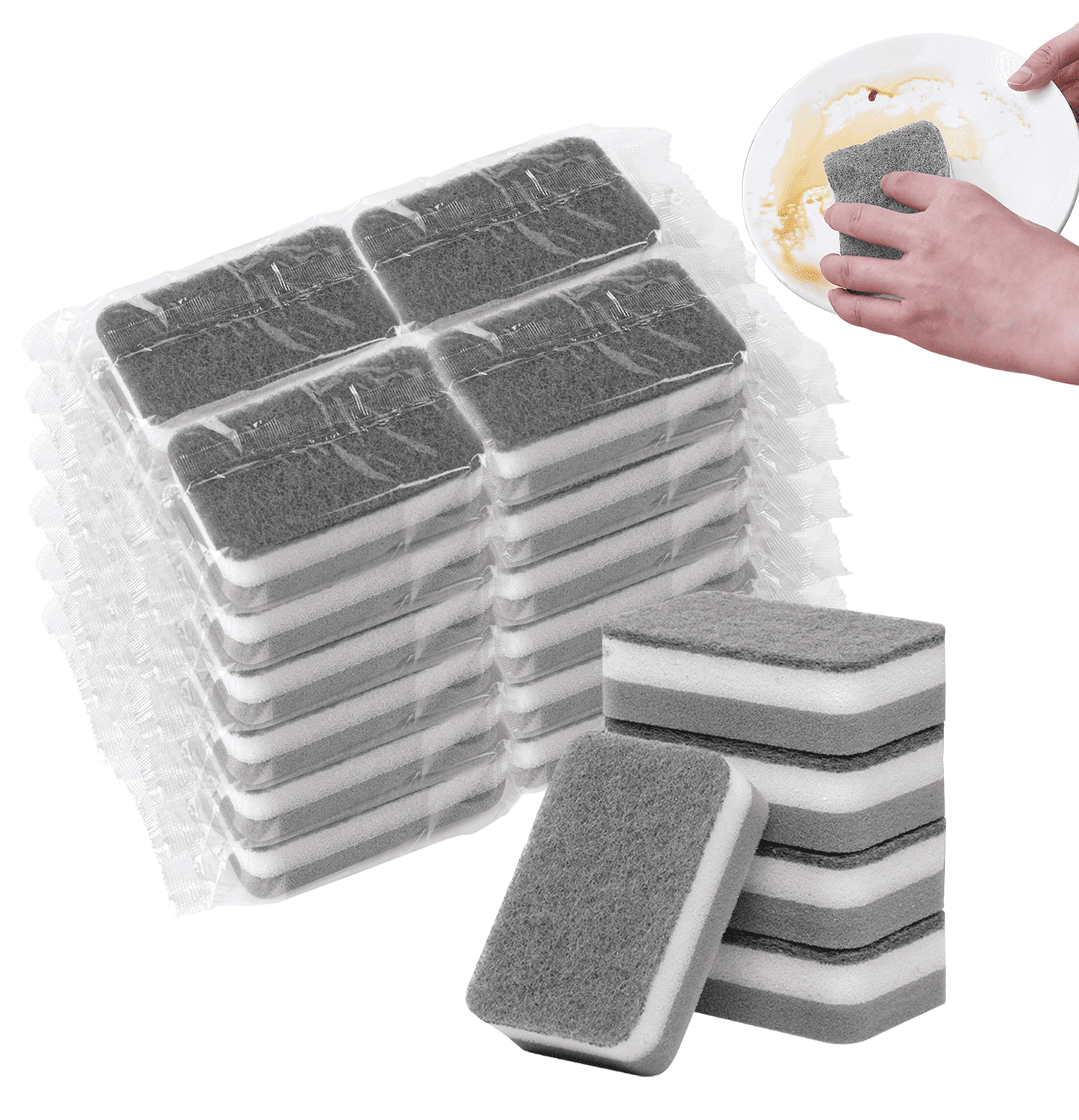 Sponges for Kitchen (30 Pcs Pack) - Non Scratch Scrubbers for Cleaning  Dishes - Best Dish Sponge Scrub Pads for Dishwashing & Washing - Household