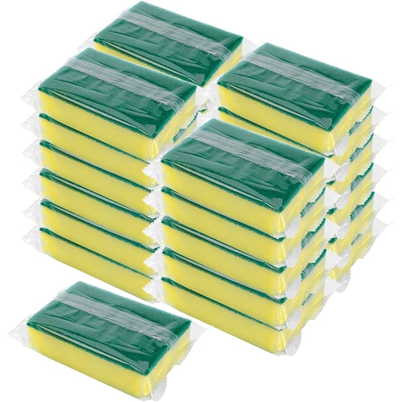 Individually Wrapped Sponges, Kitchen Dishwashing Sponge Bulk, Non Scratch Dishes Scouring Pad Dishcloth, Odor-Free Sponge Wipes for Household Cleaning Dishes Travel Apartments (50 Pack)