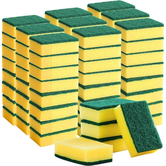 Individually Wrapped Sponges, Kitchen Dishwashing Sponge Bulk, Non-Scratch Scrubbers, Sponges for Cleaning Kitchen, Bathroom, and Household, Non-Scratch Sponges Safe for Non-Stick Cookware (60)