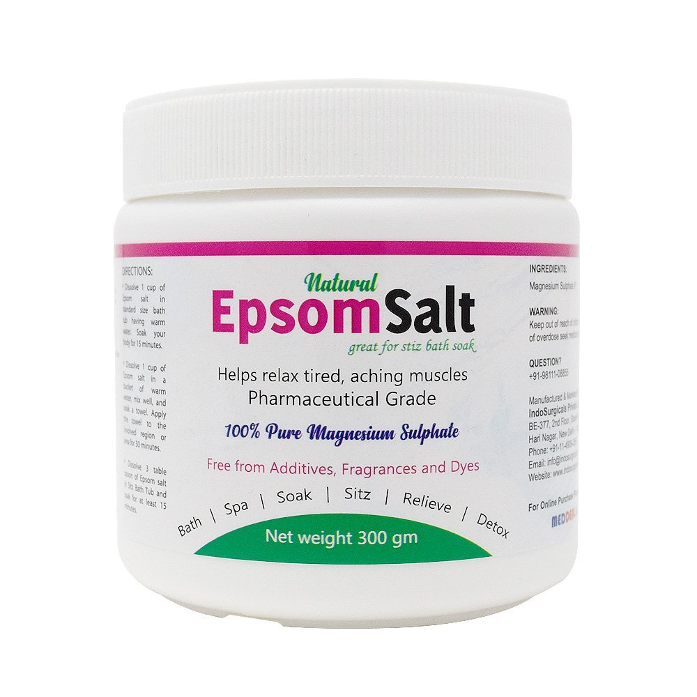IndoSurgicals Natural Epsom Salt Great for Sitz Bath Soak 300 gm
