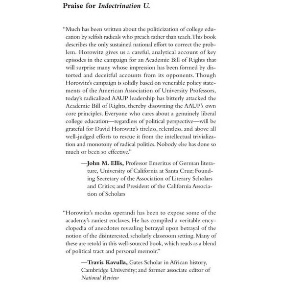 Indoctrination U: The Lefts War Against Academic Freedom, (Paperback)