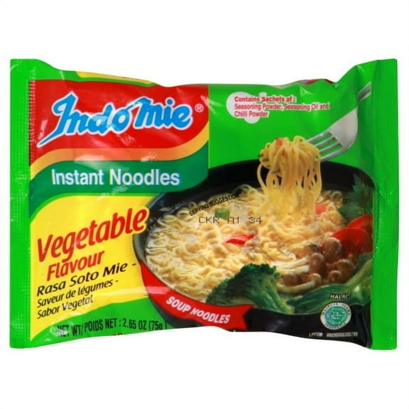 Indomie Instant Noodle Soup Vegetable Flavour , Vegetable, 79.5 Ounce(Pack of30)