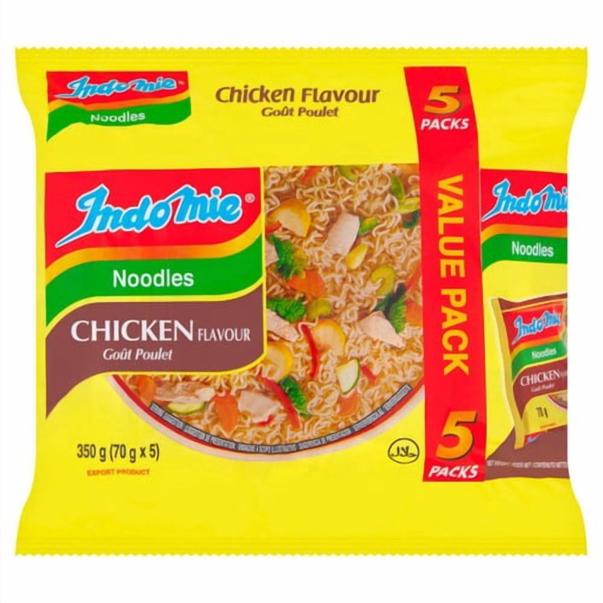Indomie KAD Chicken Flavour Instant Noodles Multipack 5 x 70g, British Import (Pack of 2)
