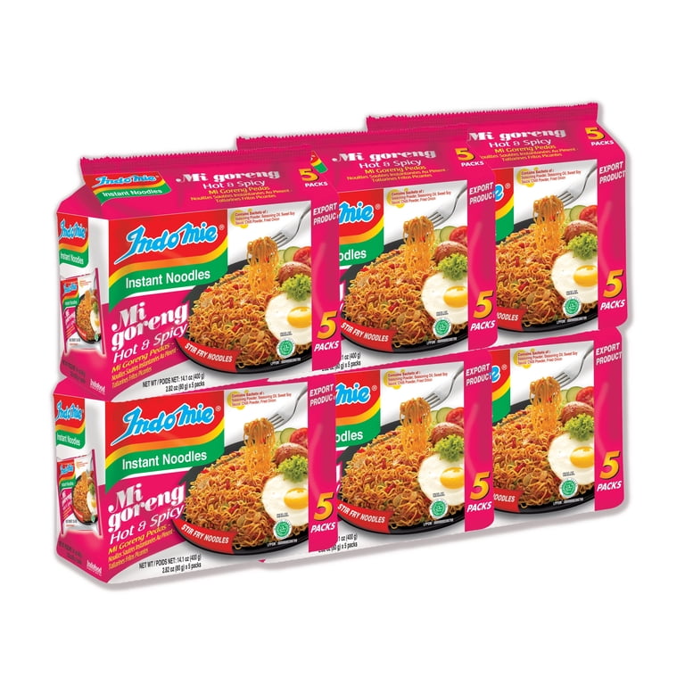 Indomie, Mi Goreng Instant Stir Fry Noodles, Hot and Spicy, 2.82