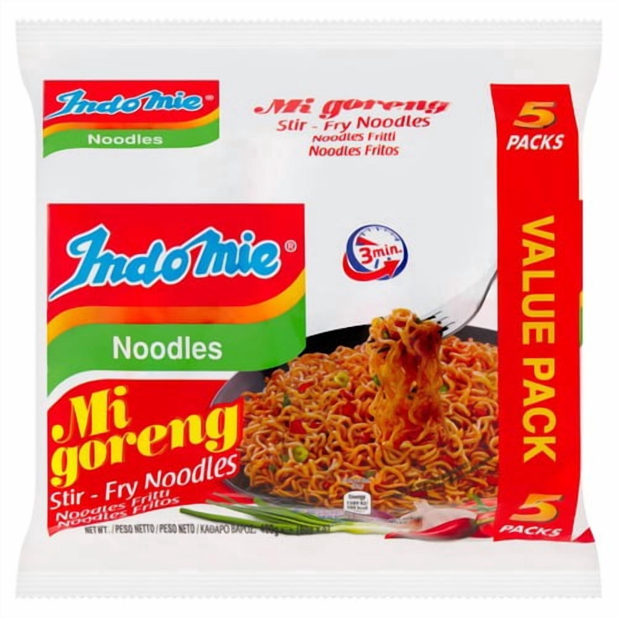 Indomie Mi Goreng Original Instant Noodles Multipack 5 x 80g, British Import (Pack of 2)
