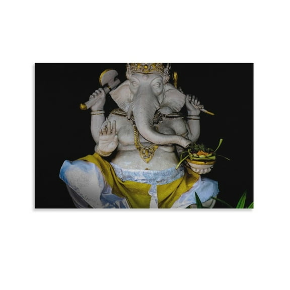 Indonesia Bali Statue God Ganesh Poster Decorative Painting Canvas Wall Art Living Room Posters Bedroom Painting,Unframe-style,16x24inch(40x60cm)