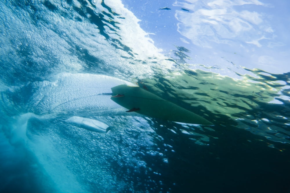 Indonesia Bali View From Underwater Of A Surfer Riding A Wave Canvas Art - MakenaStockMedia Design Pics (17 x 11)