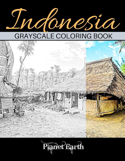 Indonesia Grayscale Coloring Book : Grayscale Coloring Book for Adults with Beautiful Images of Indonesia. (Paperback)