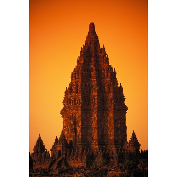 Indonesia Java Prambanan Shiva Mahadeva Temple Stone Architecture At Sunset Canvas Art - Richard Maschmeyer Design Pics (12 x 17)